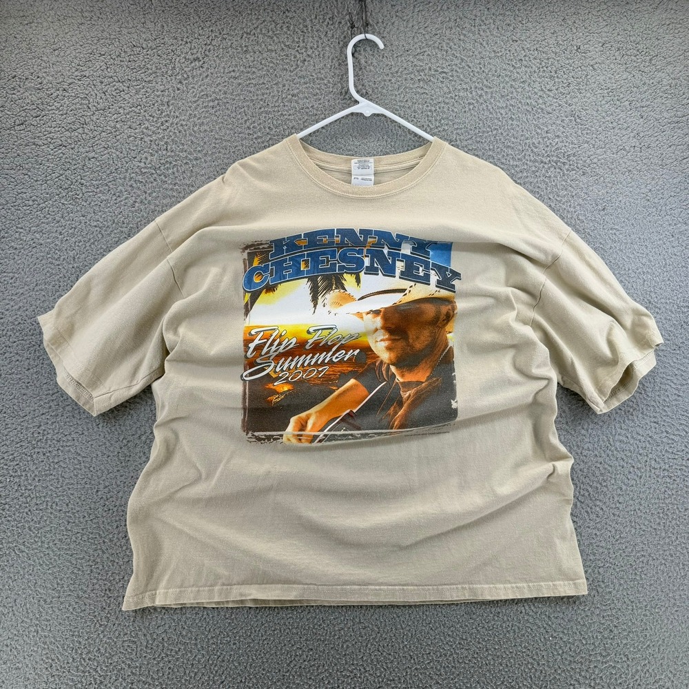 Kenny Chesney Flip Flop Summer Tour 2007 T-Shirt Tan Men 2XL Gildan Ultra Cotton - Picture 4 of 16